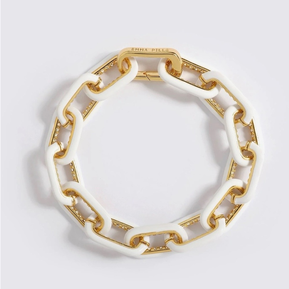 Emma Pills OG White and Gold Chain-Link Bracelet